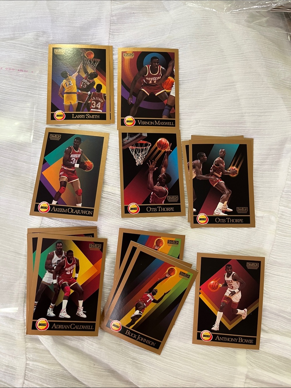 NBA Gold-Trimmed Retro Player Card Lot with Black and Multicolor Panels